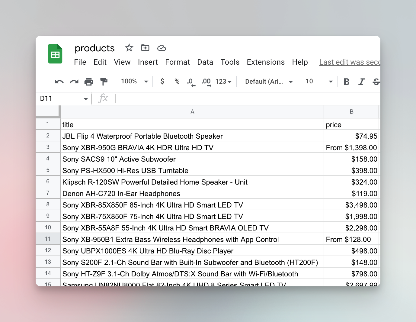 Displaying CSV data in Google Sheets