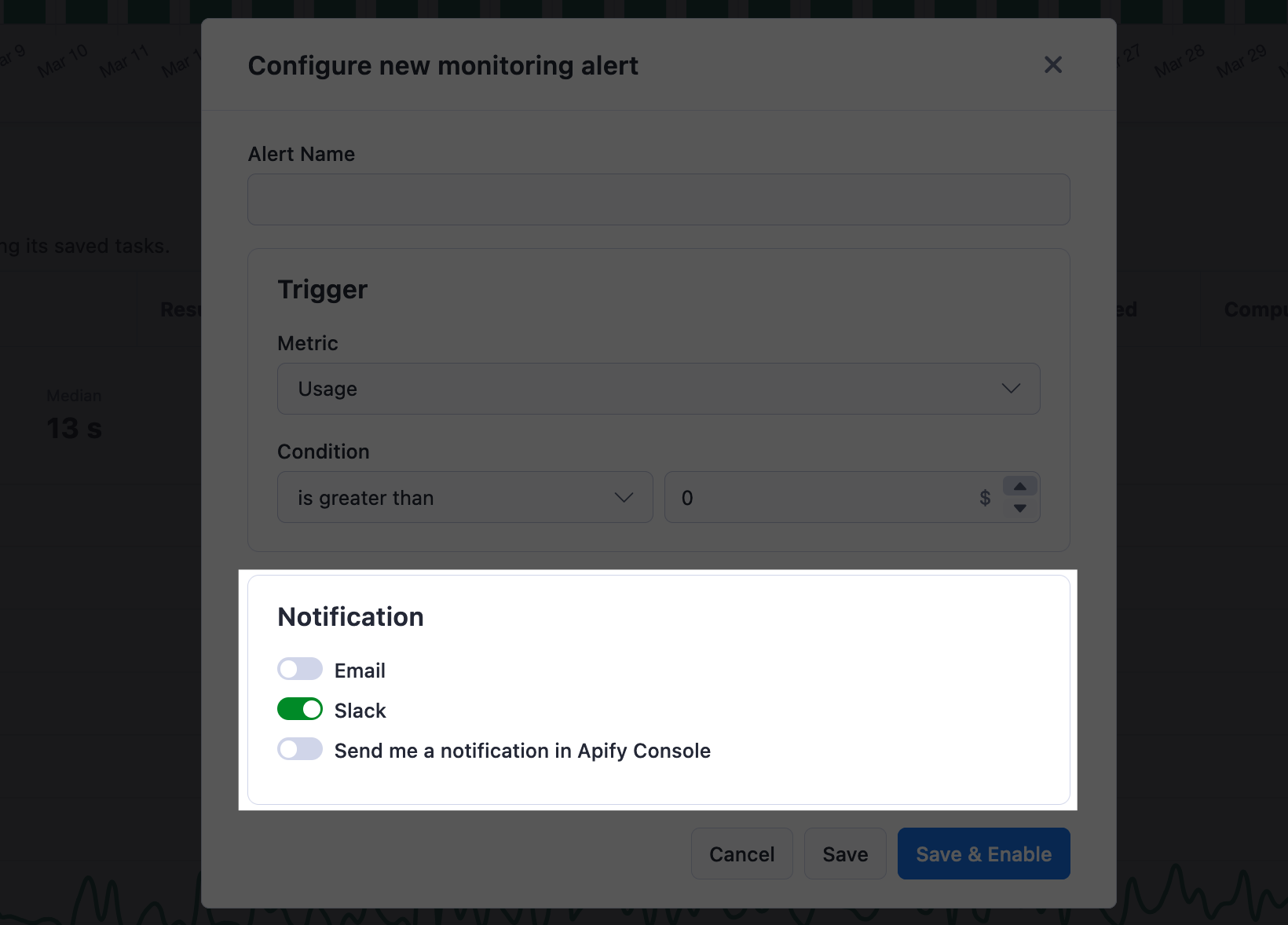 Notifications configurations
